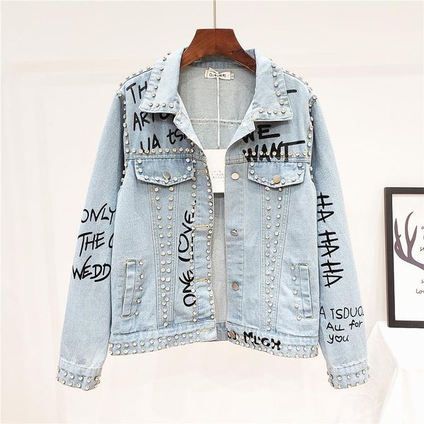 women's jackets fashion diamond graffiti letter print denim jacket women outerwear streetwear casual loose long sleeve short jeans coat, Black;brown
women's jackets fashion diamond graffiti letter print denim jacket women outerwear streetwear casual loose long sleeve short jeans coat, Black;brown