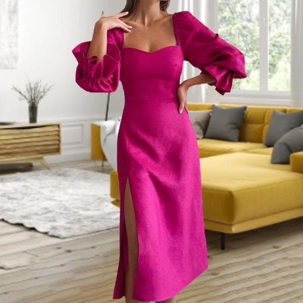 casual dresses elegant bubble sleeve club dress fashion square collar slit slim long spring autumn office lady solid party vestidos, Black;gray
casual dresses elegant bubble sleeve club dress fashion square collar slit slim long spring autumn office lady solid party vestidos, Black;gray
