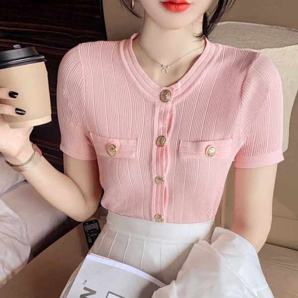 woman summer elegant temperament knitting o-neck button design slim solid chic cardigan female short 210526, White
woman summer elegant temperament knitting o-neck button design slim solid chic cardigan female short 210526, White