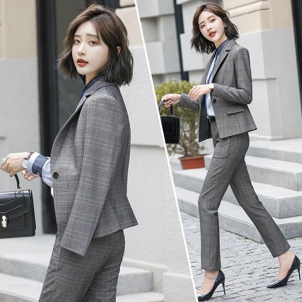 high-quality professional wear women's fashion british wind overalls small suit femininity formal lattice two piece pants, White
high-quality professional wear women's fashion british wind overalls small suit femininity formal lattice two piece pants, White