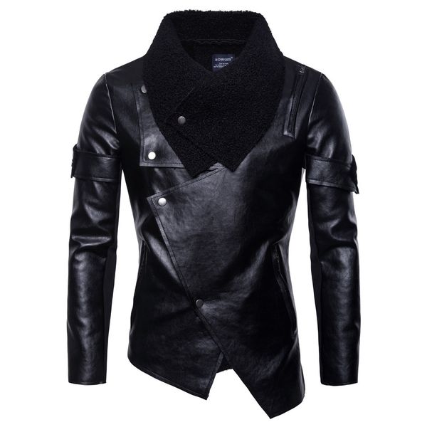 fashion leather european code 2021 autumn men's motorcycle coat irregular personality punk jacket b038, Black
fashion leather european code 2021 autumn men's motorcycle coat irregular personality punk jacket b038, Black