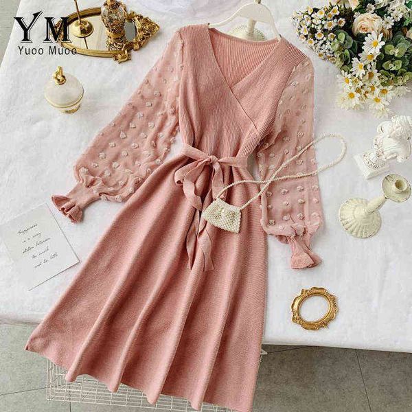 yuoomuoo romantic women knitted pink party dress 2020 fall winter v neck elegant chiffon long sleeve sashes dress ladies dress g1214, Black;gray
yuoomuoo romantic women knitted pink party dress 2020 fall winter v neck elegant chiffon long sleeve sashes dress ladies dress g1214, Black;gray
