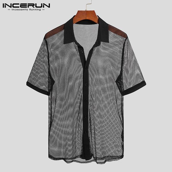 men's casual shirts 2021 fashion men shirt mesh transparent lapel short sleeve button clothing streetwear party nightclub camisas incer, White;black
men's casual shirts 2021 fashion men shirt mesh transparent lapel short sleeve button clothing streetwear party nightclub camisas incer, White;black