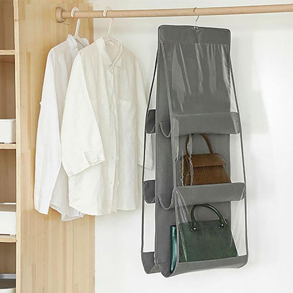 storage boxes & bins space saving hanging purse 6 pockets handbag tote bag organizer closet hanger transparent 
storage boxes & bins space saving hanging purse 6 pockets handbag tote bag organizer closet hanger transparent