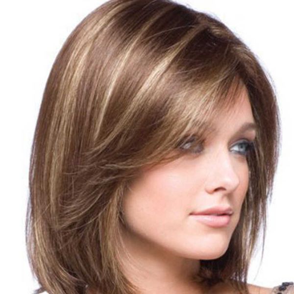 long oblique bangs straight bobo head short hair brown pick dye gradient wig women's medium short wig, Black
long oblique bangs straight bobo head short hair brown pick dye gradient wig women's medium short wig, Black