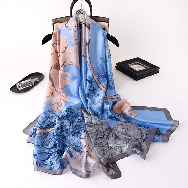 scarves korean style designer silk scarf summer 180x90cm beach towel lady neck pashmin foulard bandana print shawl and wrpas, Blue;gray
scarves korean style designer silk scarf summer 180x90cm beach towel lady neck pashmin foulard bandana print shawl and wrpas, Blue;gray