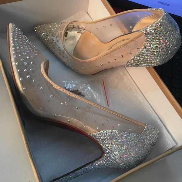 dress shoes classic transparent red beige bottom high heels thin heel pointed diamond single women crystal wedding )with box, Black
dress shoes classic transparent red beige bottom high heels thin heel pointed diamond single women crystal wedding )with box, Black