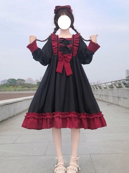 lolita cosplay cute women vintage ruffle bow lace red black es soft girl long sleeve gothic kawaii princess, Black;gray
lolita cosplay cute women vintage ruffle bow lace red black es soft girl long sleeve gothic kawaii princess, Black;gray