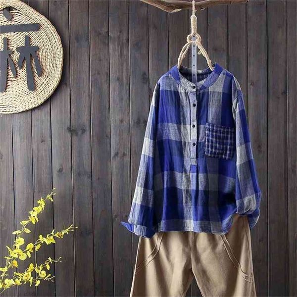 spring autumn arts style women long sleeve loose o-neck blouse single pocket vintage plaid shirts 100% cotton v221 210512, White
spring autumn arts style women long sleeve loose o-neck blouse single pocket vintage plaid shirts 100% cotton v221 210512, White