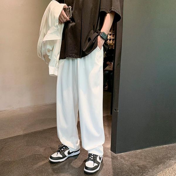 men's pants summer thin casual fashion solid color wide-leg men streetwear loose breathable ice silk mens trousers, Black
men's pants summer thin casual fashion solid color wide-leg men streetwear loose breathable ice silk mens trousers, Black