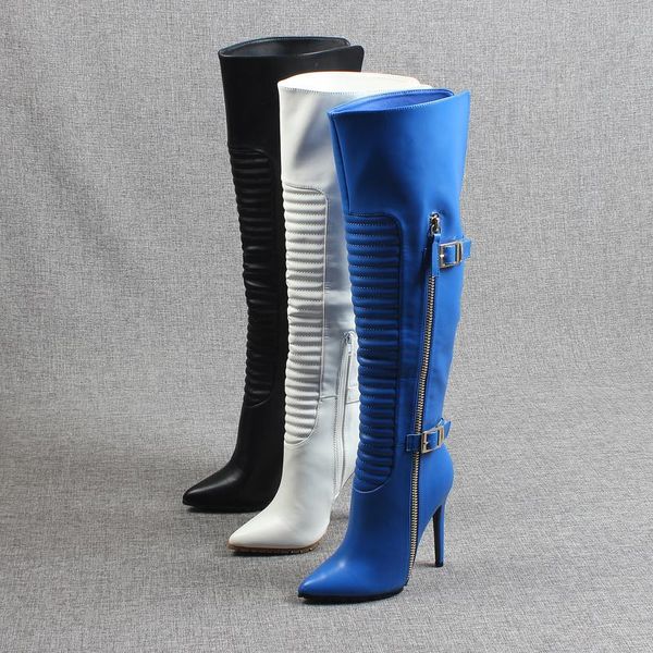 boots big size shoes woman thigh-high luxury designer zipper large over-the-knee pointy high heel fashion white, Black
boots big size shoes woman thigh-high luxury designer zipper large over-the-knee pointy high heel fashion white, Black
