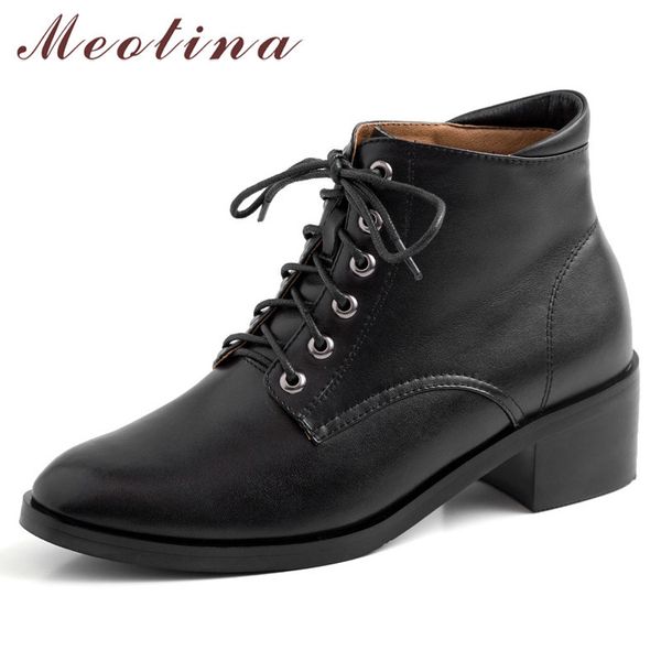 winter genuine leather ankle boots women lace up block heel short cow round toe shoes lady fall size 34-39 210517, Black
winter genuine leather ankle boots women lace up block heel short cow round toe shoes lady fall size 34-39 210517, Black