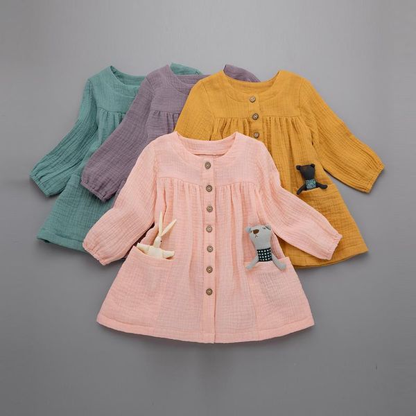 girl's dresses 1-6y kids girls autumn dress solid color long sleeve pocket loose children casual princess baby clothes, Red;yellow
girl's dresses 1-6y kids girls autumn dress solid color long sleeve pocket loose children casual princess baby clothes, Red;yellow