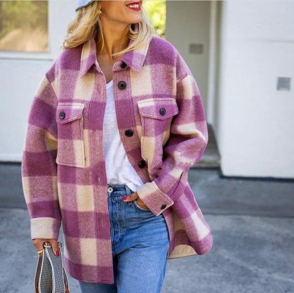 women's wool & blends 2021 french early autumn dress classic all-match plaid long-sleeved jacket retro loose blend woolen coat, Black
women's wool & blends 2021 french early autumn dress classic all-match plaid long-sleeved jacket retro loose blend woolen coat, Black