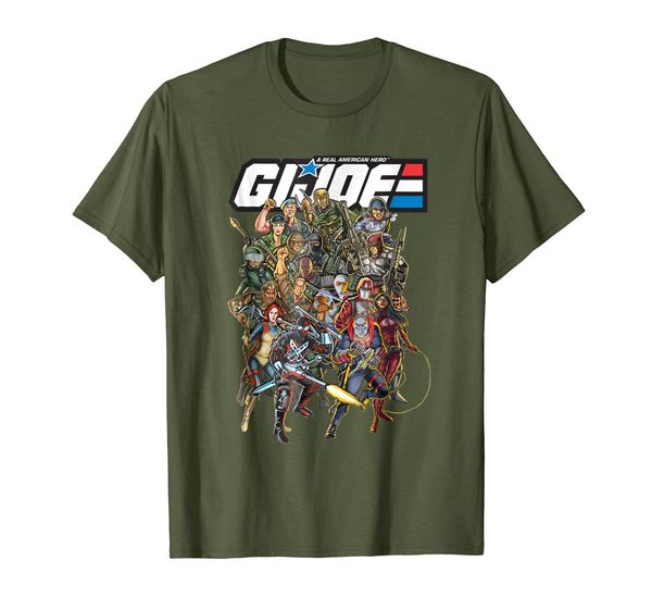 g.i. joe large group of battle heroes t-shirt, White;black