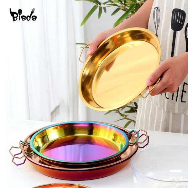 1pcs stainless steel round plate cake pan pizza baking tray double handle cold noodle making tools serving kitchen dishes & plates
1pcs stainless steel round plate cake pan pizza baking tray double handle cold noodle making tools serving kitchen dishes & plates
