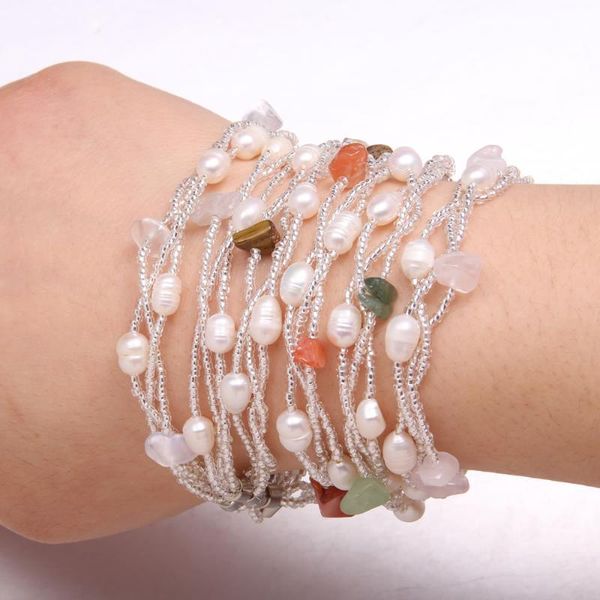 link, chain natural freshwater pearl bracelet rose quartzs inlaid stone exquisite jewelry gift length 18.5cm, Black
link, chain natural freshwater pearl bracelet rose quartzs inlaid stone exquisite jewelry gift length 18.5cm, Black