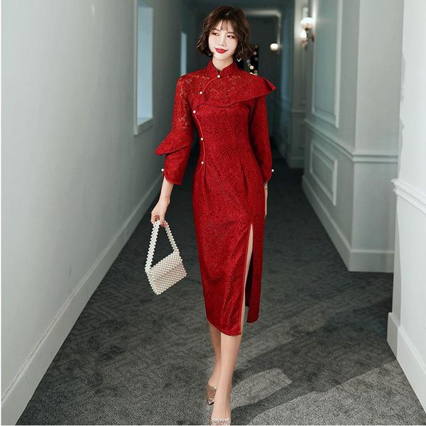 red lace ethnic clothing wedding party qipao long cheongsam modern elegant traditional dress robe chinese tang suit vestido oriental prom
red lace ethnic clothing wedding party qipao long cheongsam modern elegant traditional dress robe chinese tang suit vestido oriental prom