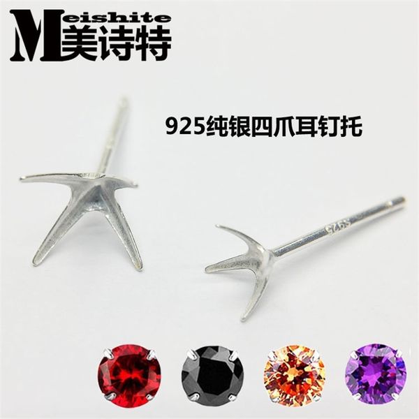 s925 silver four claw stud earpin holder korean style zircon diy earrings accessories, Black
s925 silver four claw stud earpin holder korean style zircon diy earrings accessories, Black