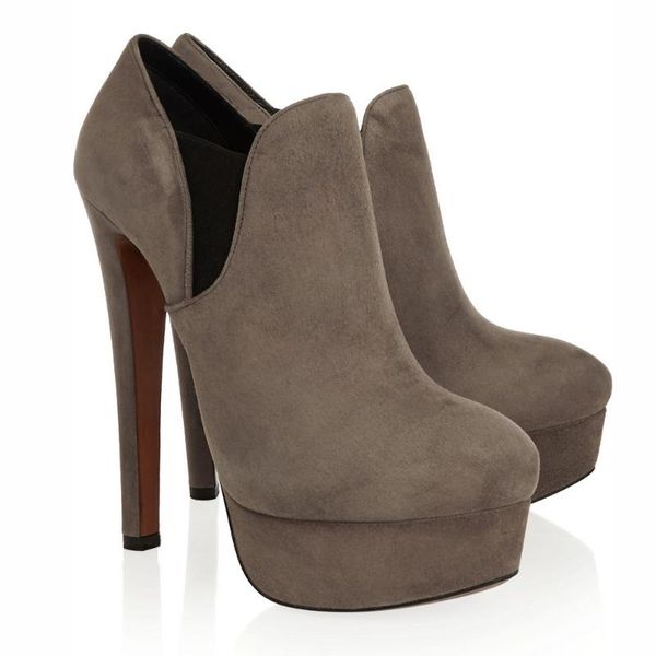 boots fashion brown suede ankle woman stretch slip on platform high heels short spring gladiator outfit booties, Black
boots fashion brown suede ankle woman stretch slip on platform high heels short spring gladiator outfit booties, Black