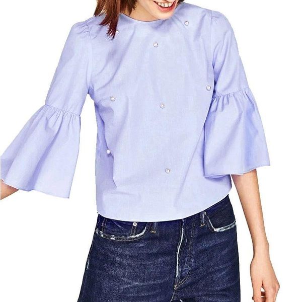 women's t-shirt fashion sweet summer women ladies flare sleeve o-neck pullover solid beading slim 2 style size s-xl, White
women's t-shirt fashion sweet summer women ladies flare sleeve o-neck pullover solid beading slim 2 style size s-xl, White