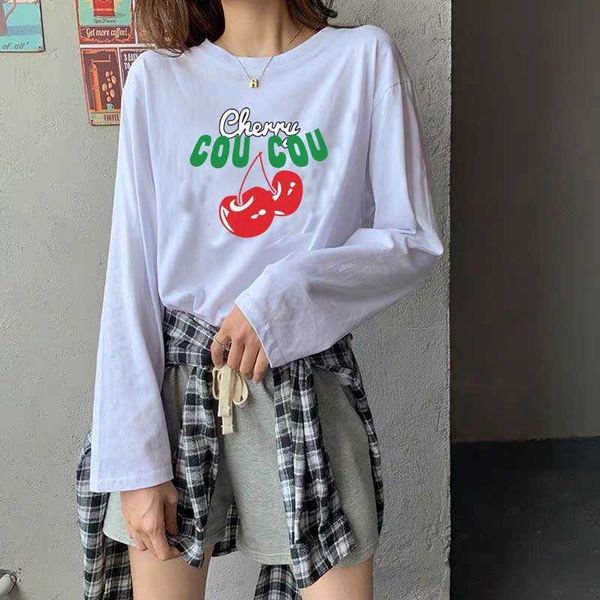 dongdamen south korea 2021 autumn printed long sleeve t-shirt for women with loose inside and cotton bottomed top, White
dongdamen south korea 2021 autumn printed long sleeve t-shirt for women with loose inside and cotton bottomed top, White