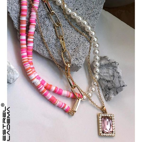 chains boho multilayer pink rhinestone soft clay pearl beaded choker necklaces for women girls simple metal chain necklace jewelry gift, Silver
chains boho multilayer pink rhinestone soft clay pearl beaded choker necklaces for women girls simple metal chain necklace jewelry gift, Silver