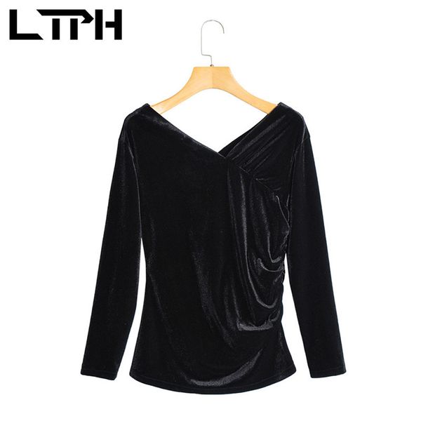 simple vintage black v-neck velvet women t-shirt elegant loose strapless shirts all-match casual spring 210427, White
simple vintage black v-neck velvet women t-shirt elegant loose strapless shirts all-match casual spring 210427, White