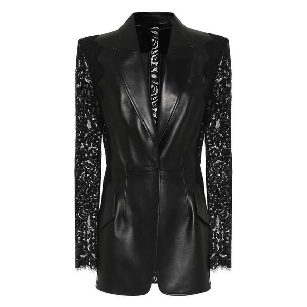 women's leather & faux spring genuine jacket women slim style lace sleeves autumn 100% real sheepskin coat, Black
women's leather & faux spring genuine jacket women slim style lace sleeves autumn 100% real sheepskin coat, Black