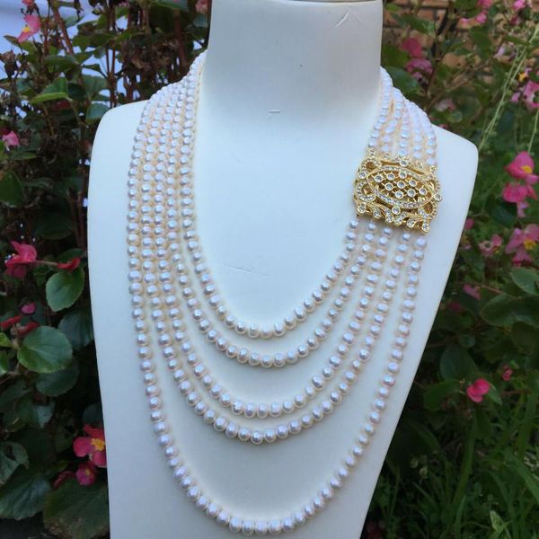 chains hand knotted 5rows natural 5-6mm white nearl round freshwater pearl temperament micro inlay zircon necklace 45-60cm, Silver
chains hand knotted 5rows natural 5-6mm white nearl round freshwater pearl temperament micro inlay zircon necklace 45-60cm, Silver
