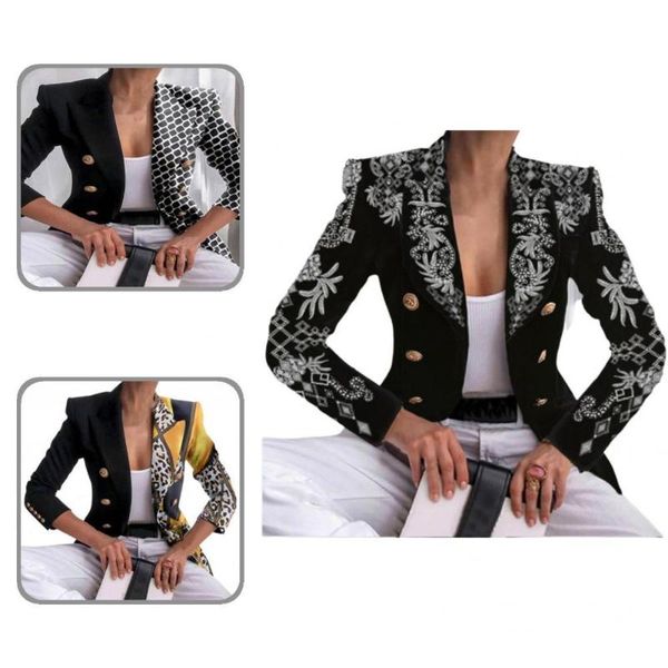 women's suits & blazers jacket geometry print slim unique turndown collar blazer, White;black
women's suits & blazers jacket geometry print slim unique turndown collar blazer, White;black