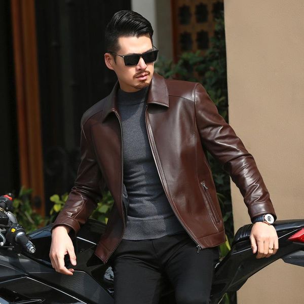men's leather & faux fall and winter of 2021 men head layer sheep jacket business casual coat lapels, Black
men's leather & faux fall and winter of 2021 men head layer sheep jacket business casual coat lapels, Black