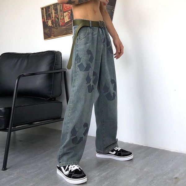men's pants and women's graffiti printed wide leg ins high waist vintage jeans retro loose straight washed fashion hip hop, Black
men's pants and women's graffiti printed wide leg ins high waist vintage jeans retro loose straight washed fashion hip hop, Black