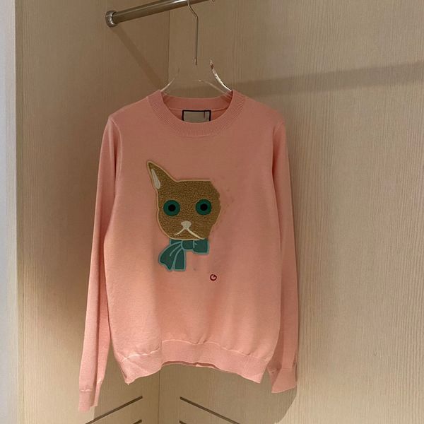 2021 autumn new cat bow embroidery taped round neck loose pullover sweater, White;black
2021 autumn new cat bow embroidery taped round neck loose pullover sweater, White;black