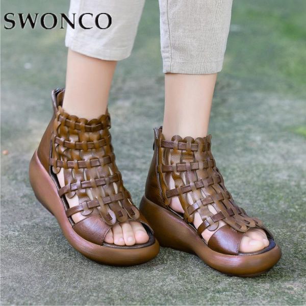 dress shoes swonco women sandals retro genuine leather hollow out summer lady wedges gladiator for female 2021 woman sandal, Black
dress shoes swonco women sandals retro genuine leather hollow out summer lady wedges gladiator for female 2021 woman sandal, Black