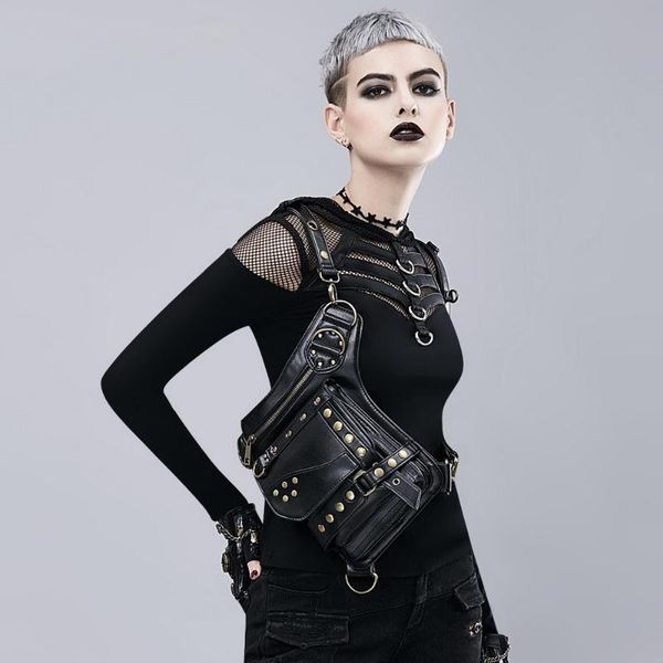 steam punk women's bag european american retro single shoulder straddle black waist packs for men bags
steam punk women's bag european american retro single shoulder straddle black waist packs for men bags