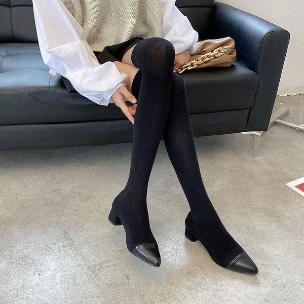 boots 2021 autumn and winter pointy high heel thin elastic stockings women's knee over the, Black
boots 2021 autumn and winter pointy high heel thin elastic stockings women's knee over the, Black