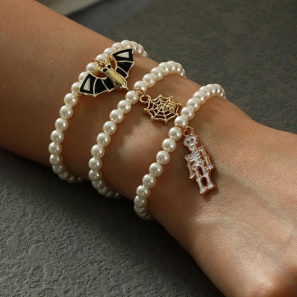 beaded, strands creative pearl halloween bracelet gothic punk ghost pumpkin spider web pendant charm bracelets for women holiday party jewel, Black
beaded, strands creative pearl halloween bracelet gothic punk ghost pumpkin spider web pendant charm bracelets for women holiday party jewel, Black