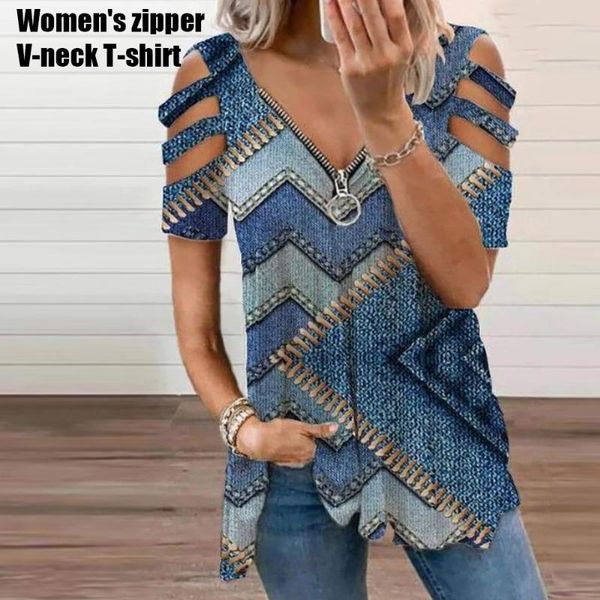 women's t-shirt colorblock zip front cutout sleeve for women v neck floral printed summer loose style ll@17, White
women's t-shirt colorblock zip front cutout sleeve for women v neck floral printed summer loose style ll@17, White