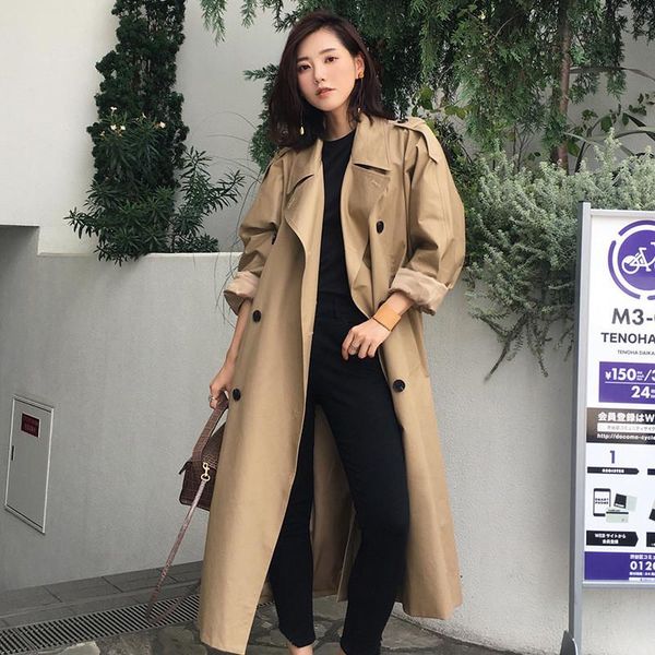 women's trench coats 2021 fall /autumn khaki coat casual long loose female windbreaker double breasted with belt outerwear r780, Tan;black
women's trench coats 2021 fall /autumn khaki coat casual long loose female windbreaker double breasted with belt outerwear r780, Tan;black