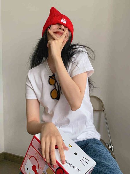 short-sleeved t-shirt summer solid color pure cotton bottoming shirt with loose basic for women 210522, White
short-sleeved t-shirt summer solid color pure cotton bottoming shirt with loose basic for women 210522, White