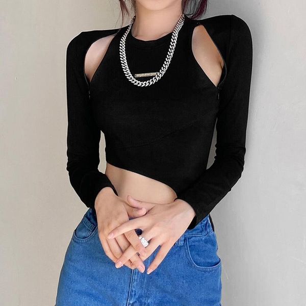 women's t-shirt wind 2021 autumn dress solid color slim fit exposed navel fashion irregular round neck long sleeve, White
women's t-shirt wind 2021 autumn dress solid color slim fit exposed navel fashion irregular round neck long sleeve, White