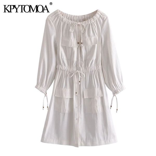 women chic fashion with pockets white mini dress vintage elastic neck drawstring tied female dresses vestidos 210416, Black;gray
women chic fashion with pockets white mini dress vintage elastic neck drawstring tied female dresses vestidos 210416, Black;gray
