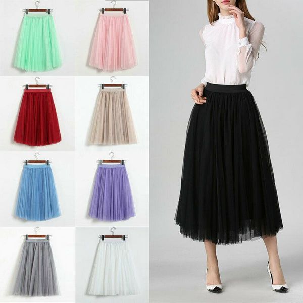 skirts damen tüll mesh rock elastische hohe taille schichten plissee midi-kleid, Black
skirts damen tüll mesh rock elastische hohe taille schichten plissee midi-kleid, Black