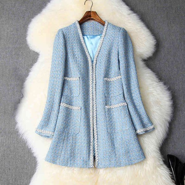 women's wool & blends autumn winter blue long sleeve v neck tweed beads pockets fashion casual outwear coats o2410369 f4gl, Black
women's wool & blends autumn winter blue long sleeve v neck tweed beads pockets fashion casual outwear coats o2410369 f4gl, Black