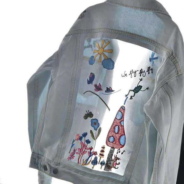 women's jackets chaquetas mujer summer streetwear embroidery tulle patchwork denim jacket women frayed tassel loose jeans coat 2021, Black;brown
women's jackets chaquetas mujer summer streetwear embroidery tulle patchwork denim jacket women frayed tassel loose jeans coat 2021, Black;brown