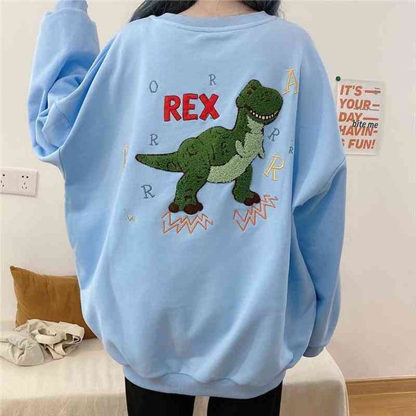 sweatshirt women spring and autumn loose kawaii green dinosaur harajuku stranger things aesthetic shirt, Black 
sweatshirt women spring and autumn loose kawaii green dinosaur harajuku stranger things aesthetic shirt, Black