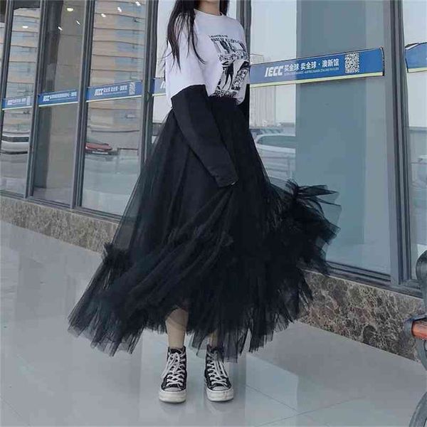 high waist pleated long skirt female ankle-length vintage tulle s womens black elastic puffy s 210421
high waist pleated long skirt female ankle-length vintage tulle s womens black elastic puffy s 210421