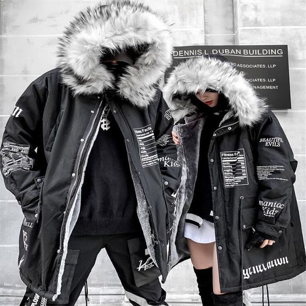 nagri hip-hop inverno feminino longo gola pele quente parka 2020 estilo rua oversize casal casaco de l com capuz senhoras, Black
nagri hip-hop inverno feminino longo gola pele quente parka 2020 estilo rua oversize casal casaco de l com capuz senhoras, Black