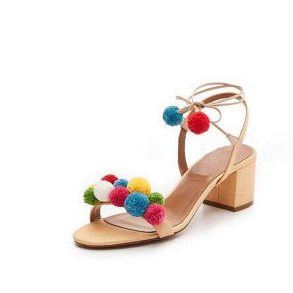 dress shoes beautiful girl sandals multicolor hairballs ankle strap excellent style opening toe 6cm thick heels sandalias mujer, Black
dress shoes beautiful girl sandals multicolor hairballs ankle strap excellent style opening toe 6cm thick heels sandalias mujer, Black